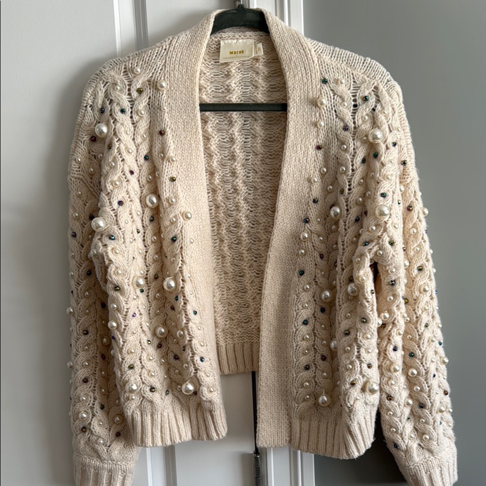 Maeve Cream Beaded Women's Sweater
